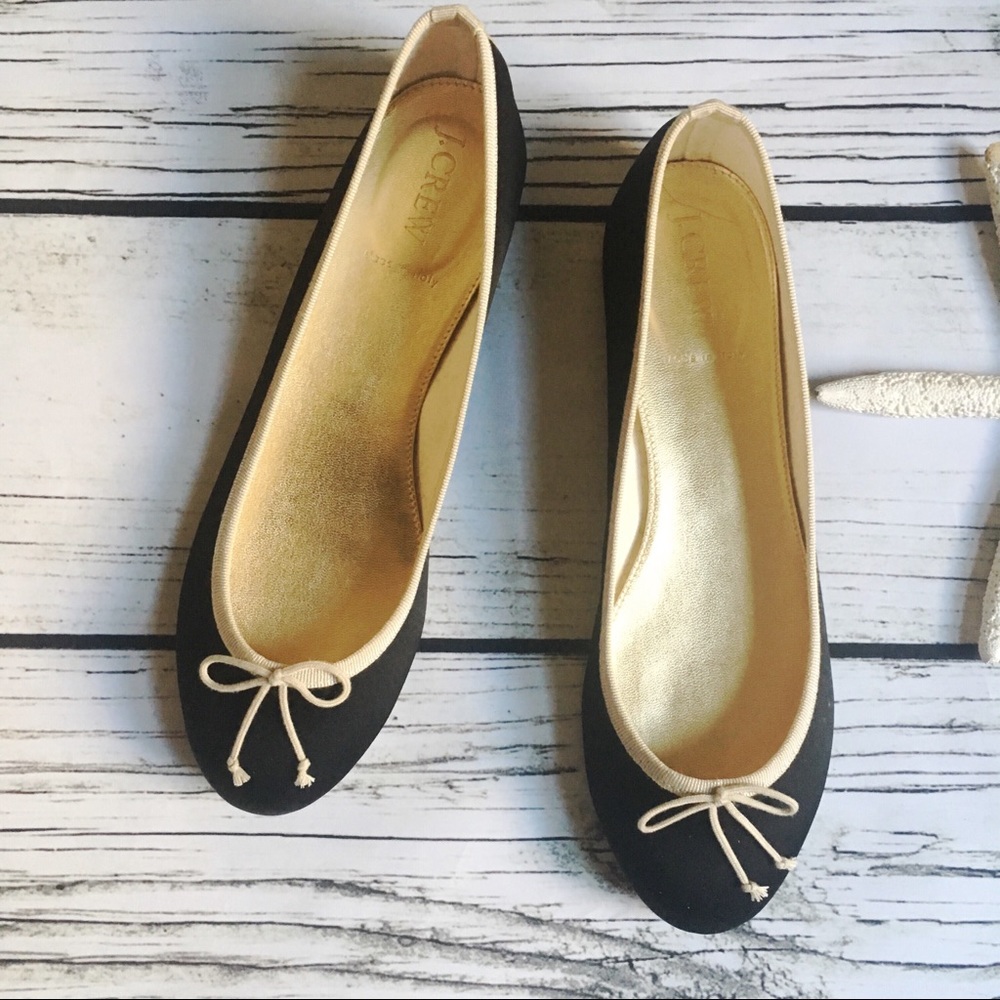 J.Crew • SATIN BALLET FLATS BLACK W CONTRAST TRIM - Picture 3 of 5